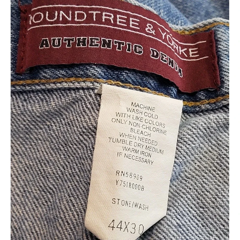 Men's Sz 44x30 Roundtree‎ & Yorke Authentic Denim Jeans Stone Washed Relaxed Fit